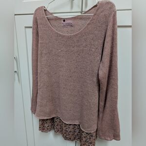 Colette layered pink knit sweater